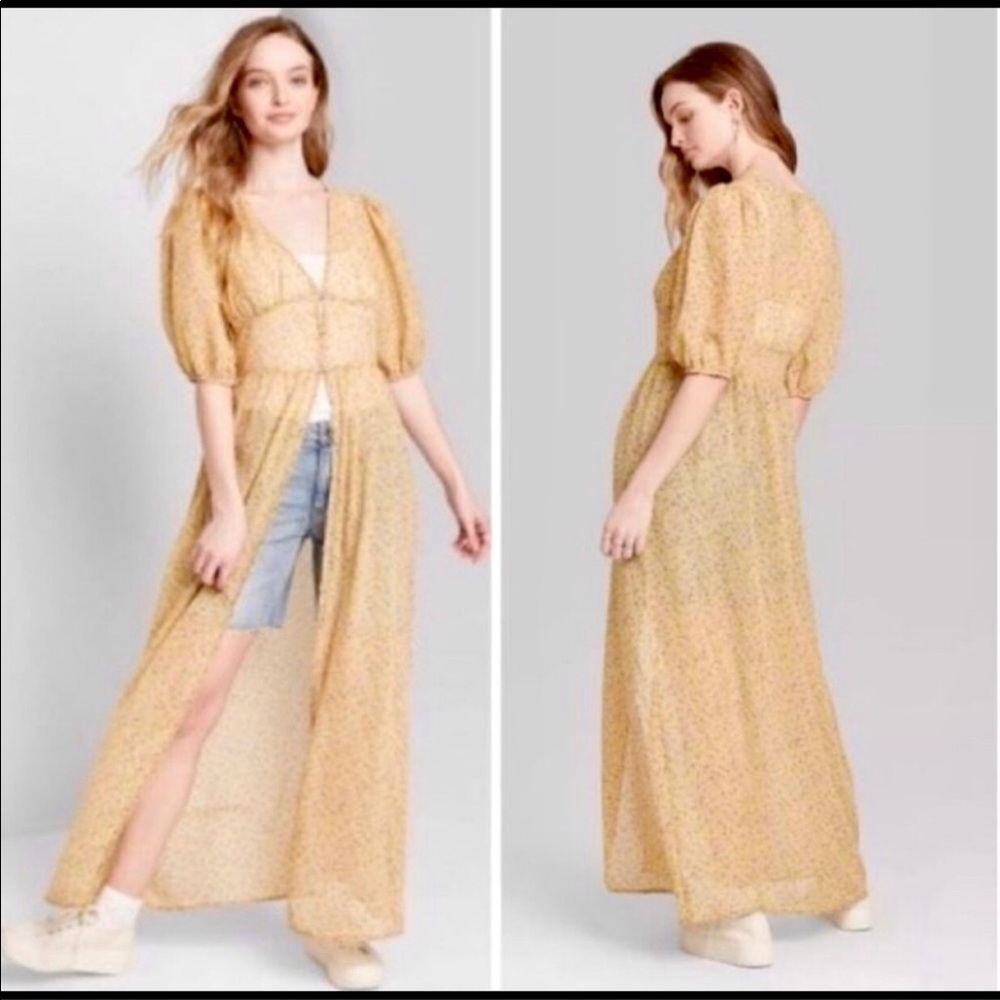 Wild Fable Coverup Dress yellow flowers XL